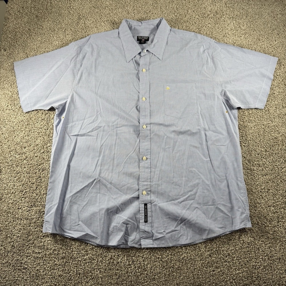 Vintage Polo Ralph Lauren RL67 Shirt Mens XL Blue Check Short Sleeve Button Down